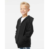 SS4001YZ Independent Trading Co. Youth Midweight Full-Zip Hooded Sweatshirt Black