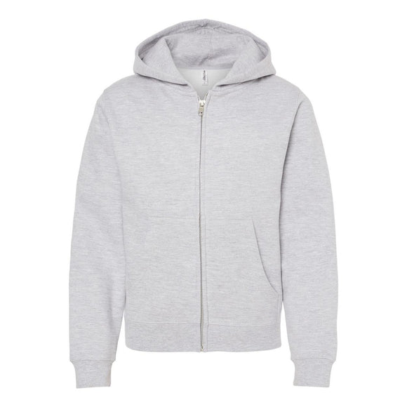 SS4001YZ Independent Trading Co. Youth Midweight Full-Zip Hooded Sweatshirt Grey Heather