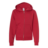 SS4001YZ Independent Trading Co. Youth Midweight Full-Zip Hooded Sweatshirt Red