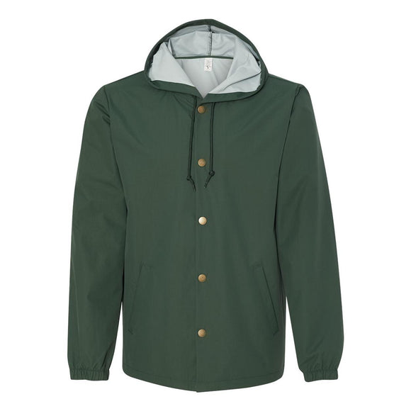 EXP95NB Independent Trading Co. Water-Resistant Hooded Windbreaker Forest Green