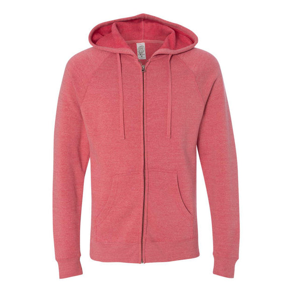 PRM33SBZ Independent Trading Co. Special Blend Raglan Full-Zip Hooded Sweatshirt Pomegranate