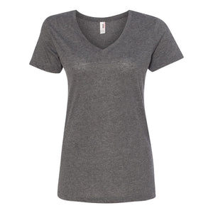 392 Anvil Women's Featherweight V-Neck T-Shirt Heather Dark Grey