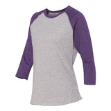 3530 LAT Women's Baseball Fine Jersey Three-Quarter Sleeve Tee Vintage Heather/ Vintage Purple