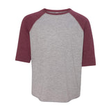 6130 LAT Youth Baseball Fine Jersey Three-Quarter Sleeve Tee Vintage Heather/ Vintage Burgundy