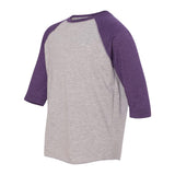 6130 LAT Youth Baseball Fine Jersey Three-Quarter Sleeve Tee Vintage Heather/ Vintage Purple