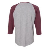 6930 LAT Baseball Fine Jersey Three-Quarter Sleeve Tee Vintage Heather/ Vintage Burgundy