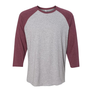 6930 LAT Baseball Fine Jersey Three-Quarter Sleeve Tee Vintage Heather/ Vintage Burgundy