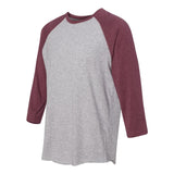 6930 LAT Baseball Fine Jersey Three-Quarter Sleeve Tee Vintage Heather/ Vintage Burgundy