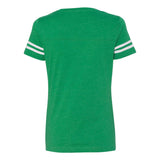 3537 LAT Women's Football V-Neck Fine Jersey Tee Vintage Green/ White