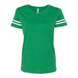 3537 LAT Women's Football V-Neck Fine Jersey Tee Vintage Green/ White