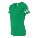 3537 LAT Women's Football V-Neck Fine Jersey Tee Vintage Green/ White