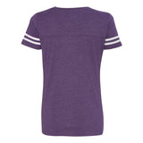 3537 LAT Women's Football V-Neck Fine Jersey Tee Vintage Purple/ White