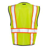 1527-1528 Kishigo Economy Contrasting Vest with Zippered Front Lime