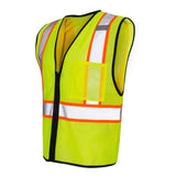 1527-1528 Kishigo Economy Contrasting Vest with Zippered Front Lime