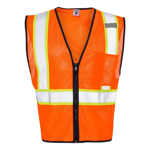 1527-1528 Kishigo Economy Contrasting Vest with Zippered Front Orange