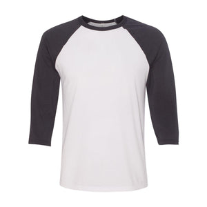 3200 BELLA + CANVAS Three-Quarter Sleeve Baseball Tee White/ Dark Grey