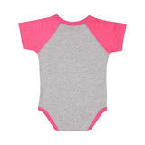 4430 Rabbit Skins Infant Baseball Fine Jersey Bodysuit Vintage Heather/ Vintage Hot Pink