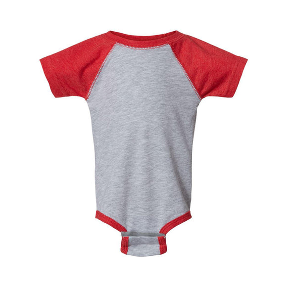 4430 Rabbit Skins Infant Baseball Fine Jersey Bodysuit Vintage Heather/ Vintage Red