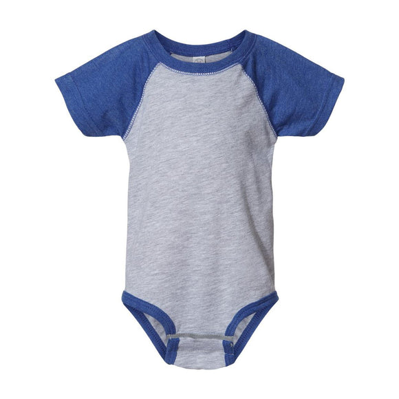 4430 Rabbit Skins Infant Baseball Fine Jersey Bodysuit Vintage Heather/ Vintage Royal