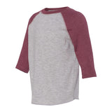 3330 Rabbit Skins Toddler Baseball Fine Jersey Three-Quarter Sleeve Tee Vintage Heather/ Vintage Burgundy