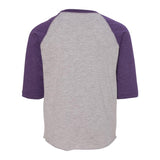 3330 Rabbit Skins Toddler Baseball Fine Jersey Three-Quarter Sleeve Tee Vintage Heather/ Vintage Purple