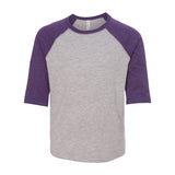 3330 Rabbit Skins Toddler Baseball Fine Jersey Three-Quarter Sleeve Tee Vintage Heather/ Vintage Purple