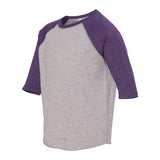 3330 Rabbit Skins Toddler Baseball Fine Jersey Three-Quarter Sleeve Tee Vintage Heather/ Vintage Purple