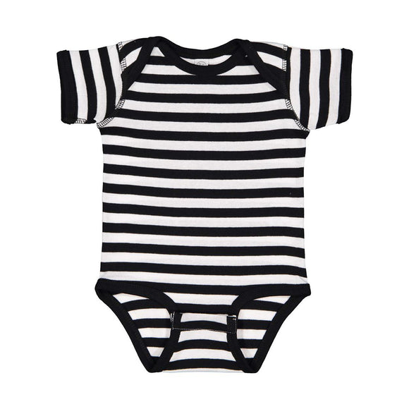 4400 Rabbit Skins Infant Baby Rib Bodysuit Black/ White Stripe