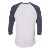 6051 Next Level Unisex Triblend Three-Quarter Raglan T-Shirt Indigo Sleeves/ Heather White Body