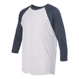 6051 Next Level Unisex Triblend Three-Quarter Raglan T-Shirt Indigo Sleeves/ Heather White Body