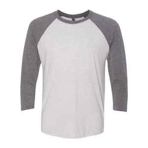 6051 Next Level Unisex Triblend Three-Quarter Raglan T-Shirt Premium Heather Sleeves/ Heather White Body