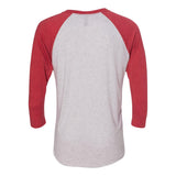 6051 Next Level Unisex Triblend Three-Quarter Raglan T-Shirt Vintage Red Sleeves/ Heather White Body