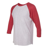 6051 Next Level Unisex Triblend Three-Quarter Raglan T-Shirt Vintage Red Sleeves/ Heather White Body