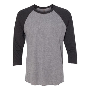 6051 Next Level Unisex Triblend Three-Quarter Raglan T-Shirt Vintage Black Sleeves/ Premium Heather Body