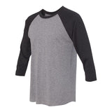 6051 Next Level Unisex Triblend Three-Quarter Raglan T-Shirt Vintage Black Sleeves/ Premium Heather Body