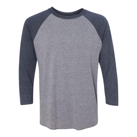 6051 Next Level Unisex Triblend Three-Quarter Raglan T-Shirt Vintage Navy Sleeves/ Premium Heather Body