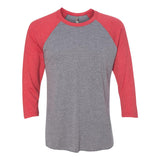 6051 Next Level Unisex Triblend Three-Quarter Raglan T-Shirt Vintage Red Sleeves/ Premium Heather Body