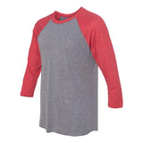 6051 Next Level Unisex Triblend Three-Quarter Raglan T-Shirt Vintage Red Sleeves/ Premium Heather Body