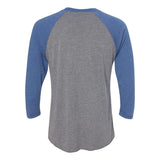 6051 Next Level Unisex Triblend Three-Quarter Raglan T-Shirt Vintage Royal Sleeves/ Premium Heather Body