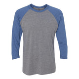 6051 Next Level Unisex Triblend Three-Quarter Raglan T-Shirt Vintage Royal Sleeves/ Premium Heather Body