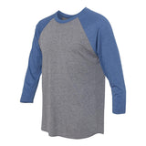 6051 Next Level Unisex Triblend Three-Quarter Raglan T-Shirt Vintage Royal Sleeves/ Premium Heather Body