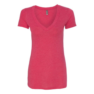 6740 Next Level Women’s Triblend Deep V-Neck T-Shirt Vintage Shocking Pink