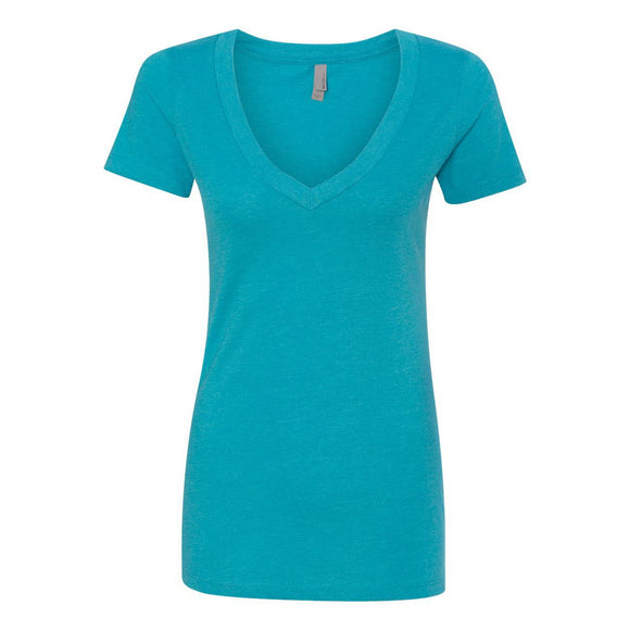 6640 Next Level Women’s CVC Deep V-Neck T-Shirt Bondi Blue