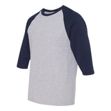 5700 Gildan Heavy Cotton™ Raglan Three-Quarter Sleeve T-Shirt Sport Grey/ Navy