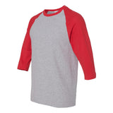 5700 Gildan Heavy Cotton™ Raglan Three-Quarter Sleeve T-Shirt Sport Grey/ Red