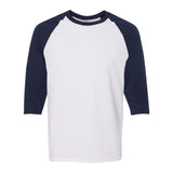 5700 Gildan Heavy Cotton™ Raglan Three-Quarter Sleeve T-Shirt White/ Navy