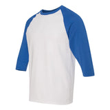 5700 Gildan Heavy Cotton™ Raglan Three-Quarter Sleeve T-Shirt White/ Royal