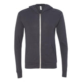 3939 BELLA + CANVAS Triblend Lightweight Full-Zip Hooded Long Sleeve Tee Solid Dark Grey Triblend