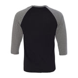 3200 BELLA + CANVAS Three-Quarter Sleeve Baseball Tee Black/ Deep Heather