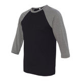 3200 BELLA + CANVAS Three-Quarter Sleeve Baseball Tee Black/ Deep Heather